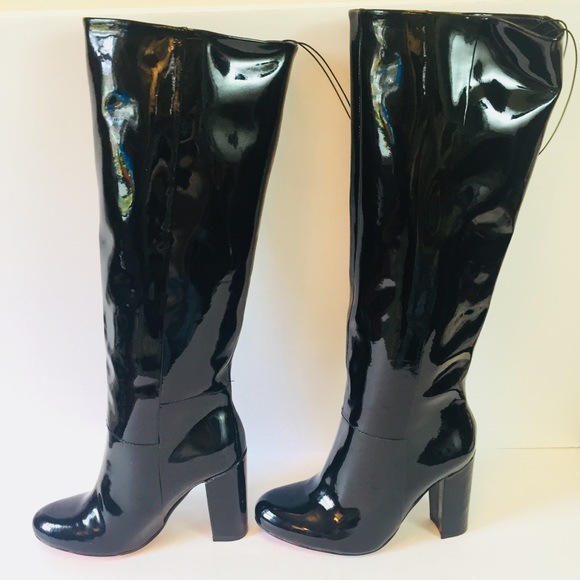 Maxgreat Black Glossy Patent Leather Heeled Boots - Picture 6 of 8